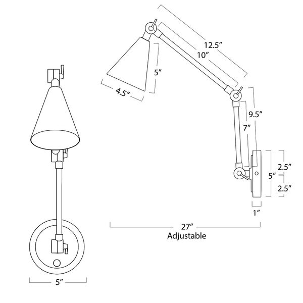 Sal Task Sconce (Oil Rubbed Bronze) Line Drawing